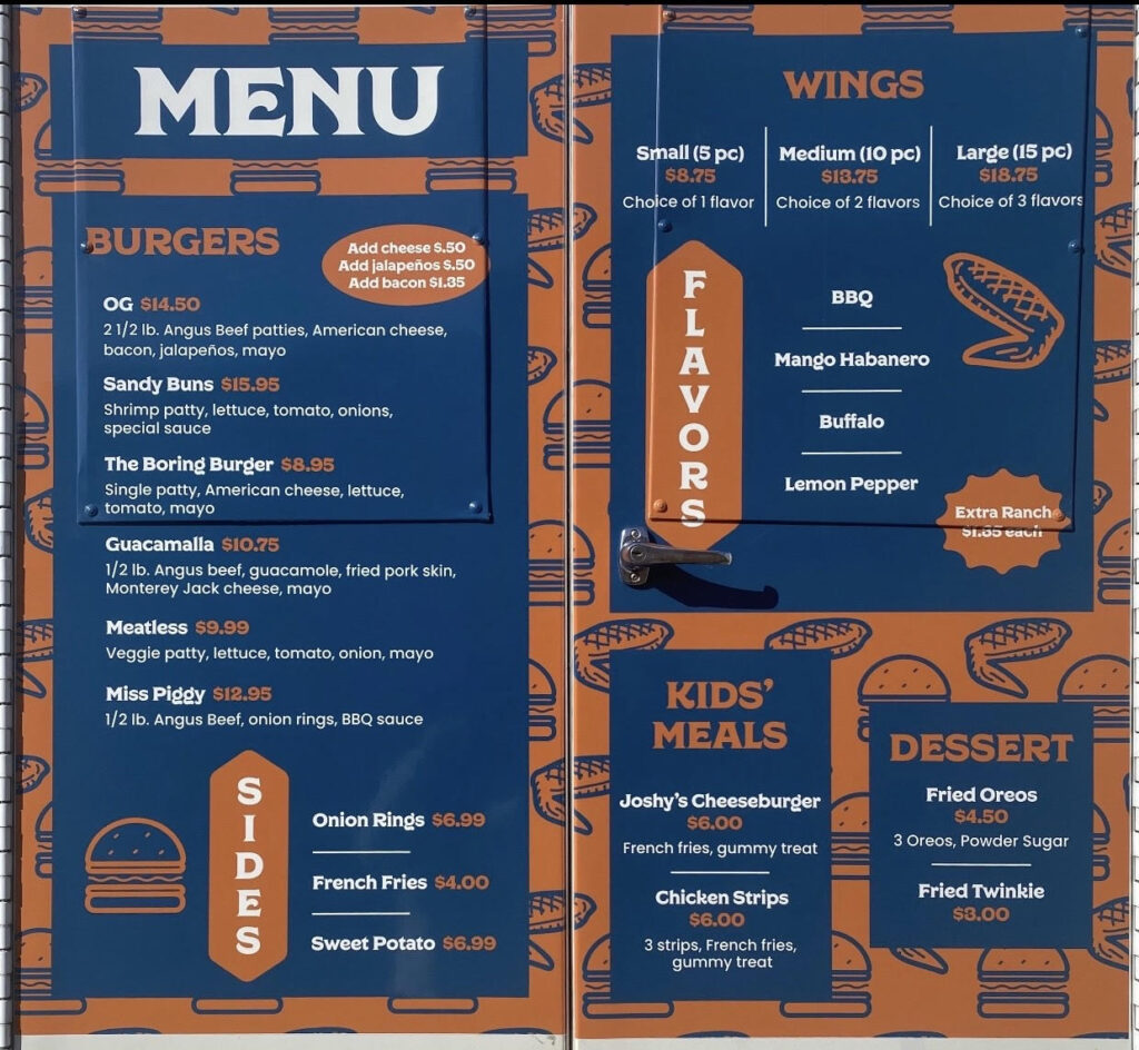 Food truck menu 1